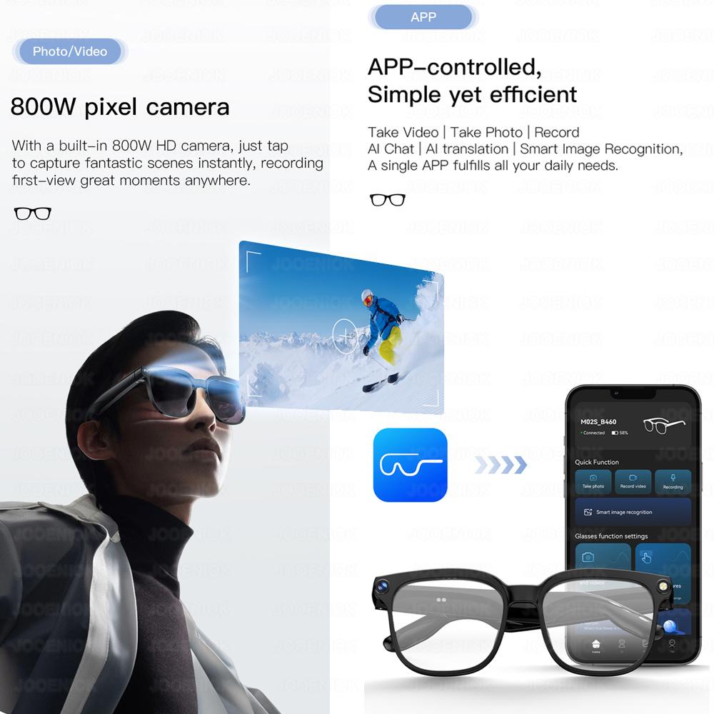 New Smart AI Glasses Men 8K HD AI Translation Chat GPT 800MP Camera BT Call Music Control 360mAh Charging Sunglasses Women