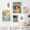 Boho Sun Cactus Banana Tree Women Leopard Wall Art Canvas Painting Nordic Posters And Prints Wall Pictures For Living Room Decor
