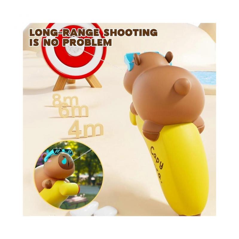 Capybara Shaped Water Gun, 2-Pack Plastic Long-Range Squeeze Water Pistol for Kids 3+, Outdoor Beach Pool Gift