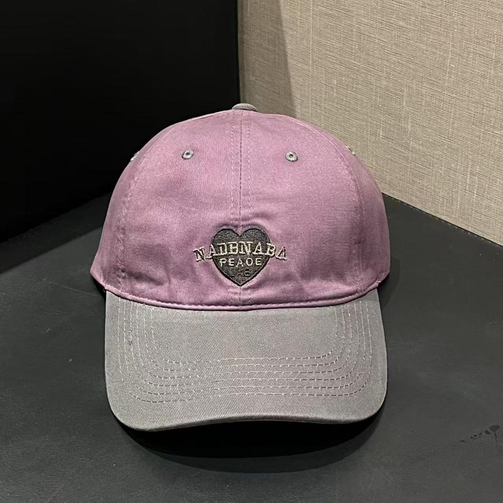 Color Matching Retro Love Embroidery Peaked Cap Children Spring and Summer Casual Wide Brim Show Face Small Soft Top Baseball Cap Tide