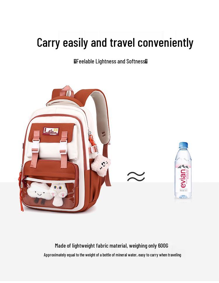 High-Capacity Colorblock Backpack for Girls - Lightweight, Spine-Support, Ideal for Middle & High School Students