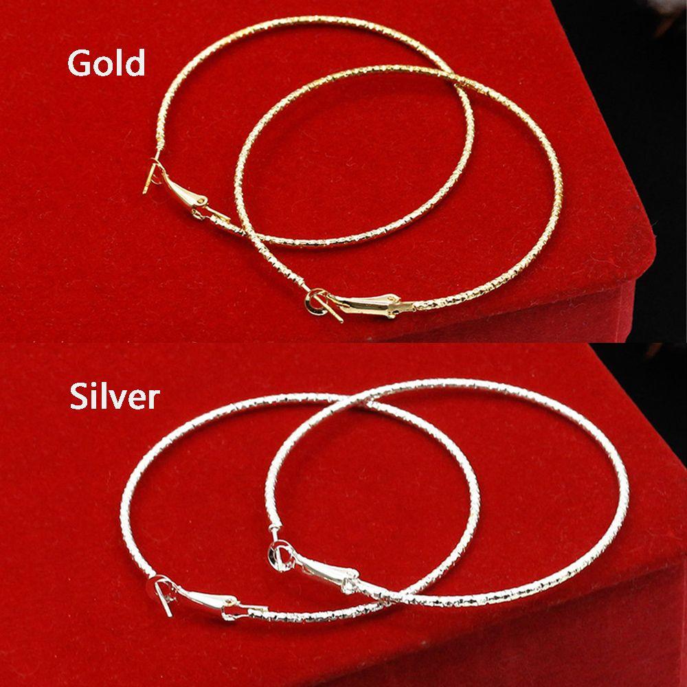 Fashion Metal Geometrical Big Circle Earrings Shiny Print Party Jewelry Hoop Earrings