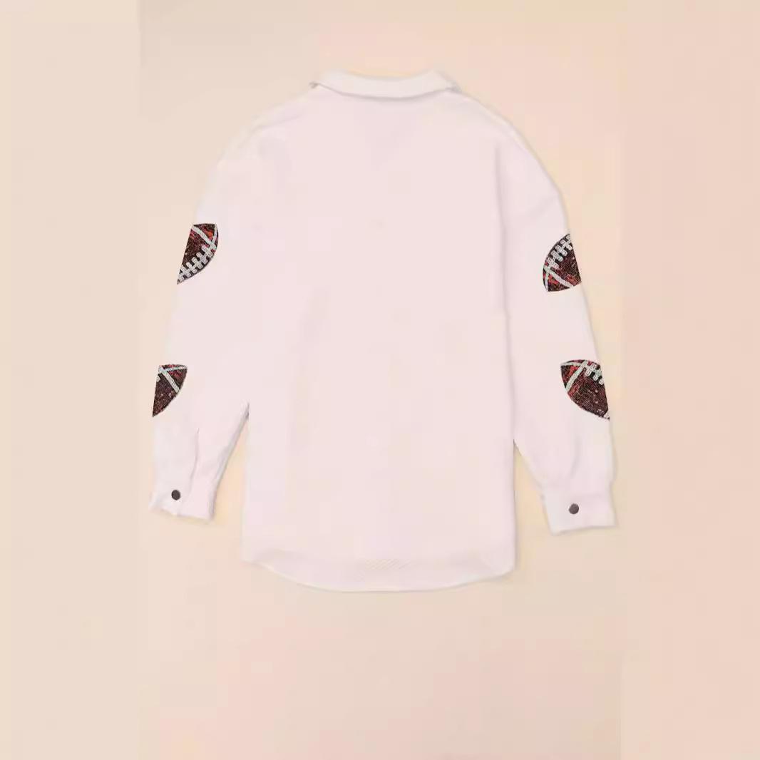 Осенняя женская куртка регби больших размеров с принтом в стиле пэчворк XXL белый — фото 5