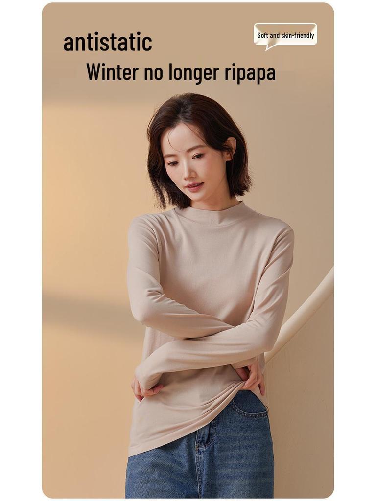 Damen High-End Modal Strick Rollkragen Basisschicht - Warmes Langarm Herbst/Winter Oberteil