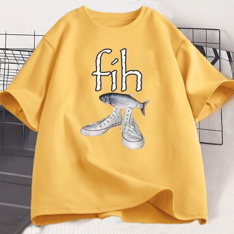 

Fih Shoes Misspelled Fish Meme T Shirt Unisex Women Funny Humor Tshirt Y2k Unisexs Designer Clothes Casual Short Sleeve Male Tops 4XL