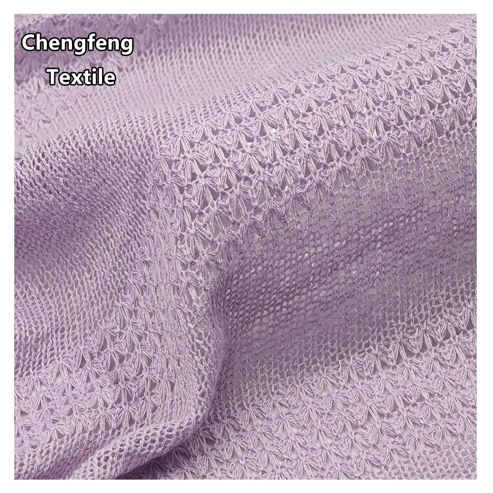 2395# 100% Polyester Knitted Fabric Women's Dress T-Shirt Undershirt Pet Clothes Coarse Needle Hollow Jacquard Pineapple Pattern