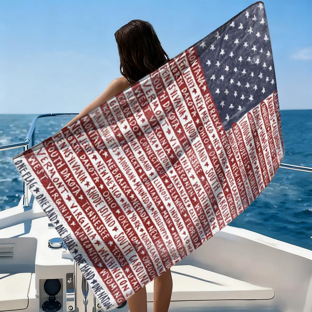 Written with the Fifty States of America Beach Towel Small To Large Quick Dry Sand Free Beach Suit for Fitness Yoga Gym Camping