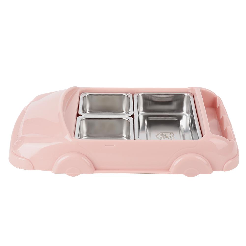Food Grade Stainless Steel Anti scald Divided Lunch Box Food Storage Container (Pink)