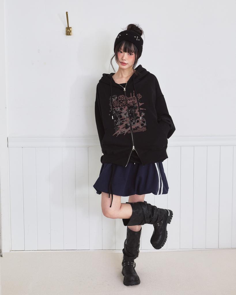 Escapefrom Bloom Escf Print Two-Way Zip-Up Hoodie [3 Colors]