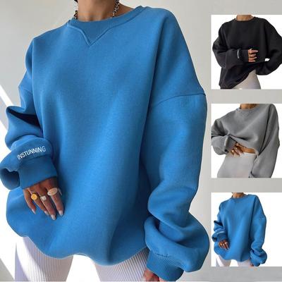Women's Casual Oversized Long Sleeve Crewneck Sweatshirt Pullover