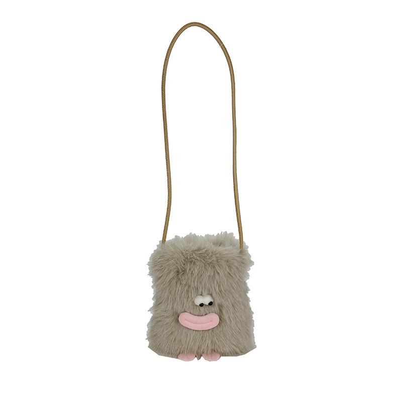 Geantă de umăr pluș drăguță de desene animate și portofel pentru monede pentru studenți