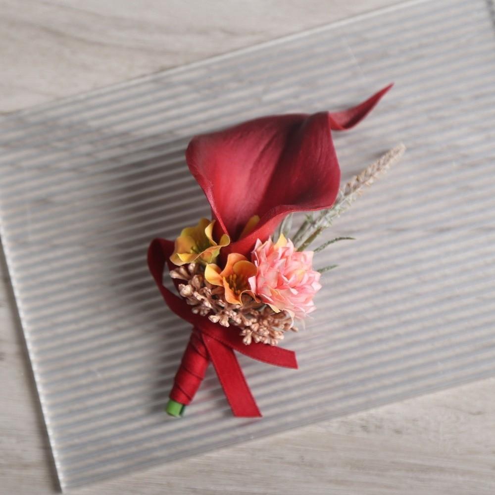 Искусственный Цветочный Корсаж Свадебная Брошь-Булавка Имитация Цветочной Свадебной Бутоньерки для Подружки Невесты, Выпускного красный