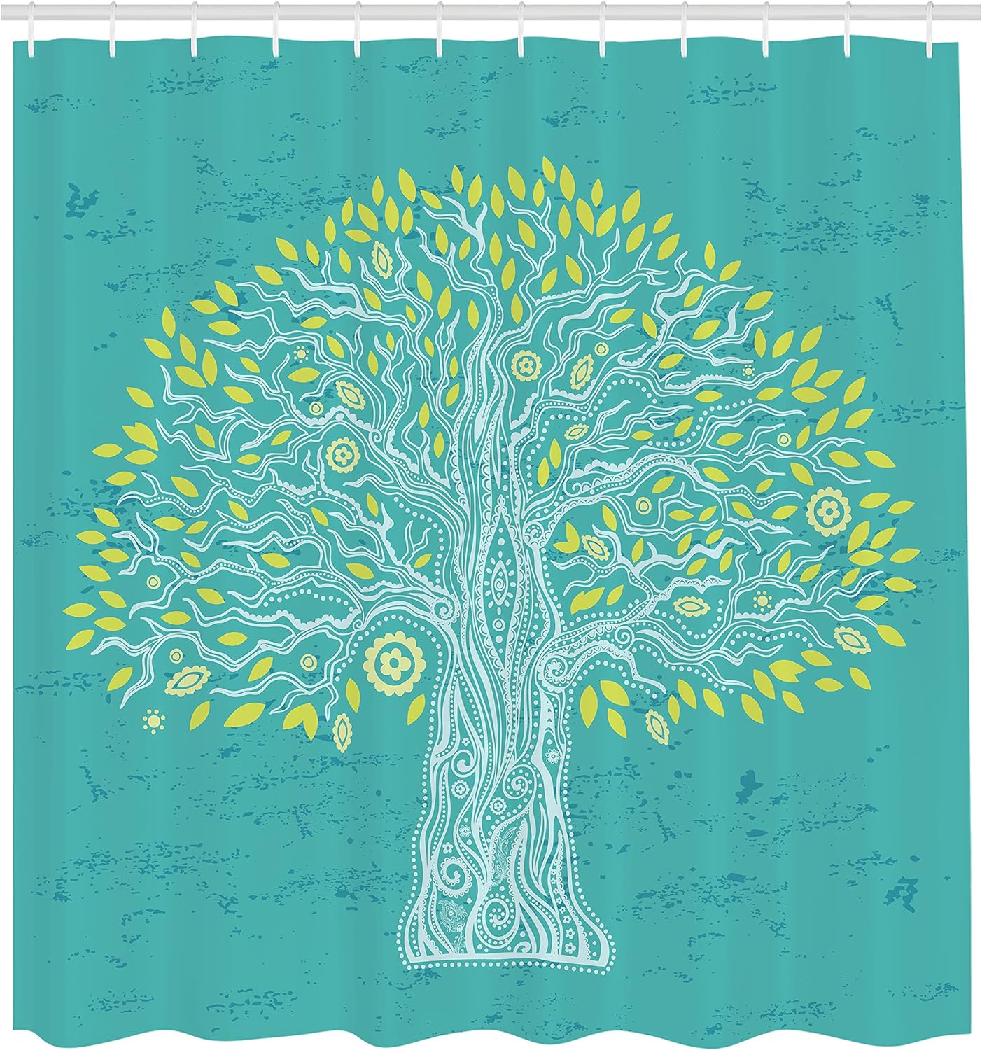 

Tree Of Life Shower Curtain, Doodle Tree Illustration Oriental Harmonious Design Mother Nature, Cloth Fabric Bathroom W60H190(CM)-1 Pcs
