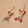 Doll House Mini Wooden Skis Crafts Supplies New Year Christmas Pendant Sled Christmas Tree Home Decor Gift