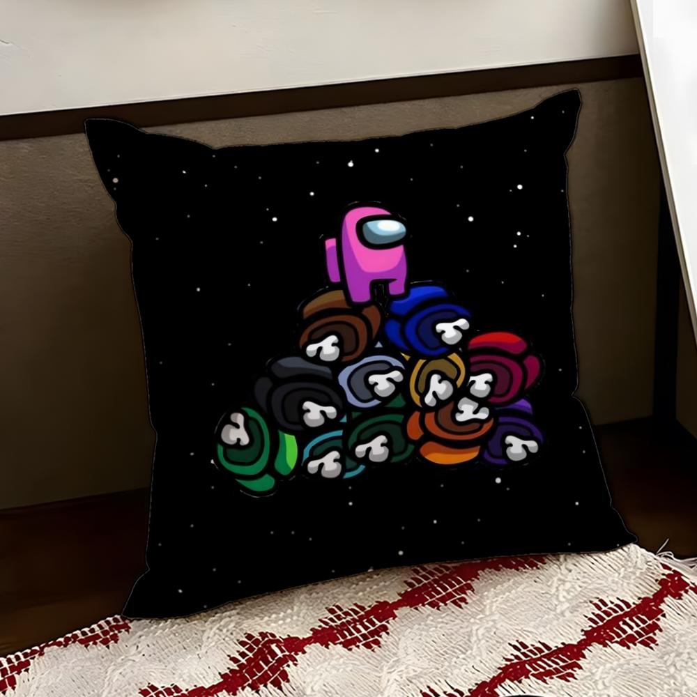 Cartoon AAmong us Cushion Cover Reversible Soft Durable Pillow Cover Home Car MultiScene Use for Daily Comfort