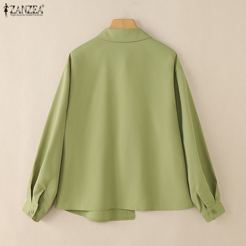 ZANZEA Women Turn Down Collar Loose Casual Long Sleeve Blouse