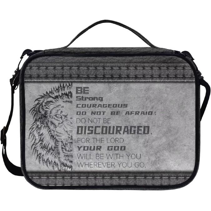 Lion Blble Covers Large Size, Christian Large Bible Cases for Man with Handle and Shoulder Strap, Bible Holder