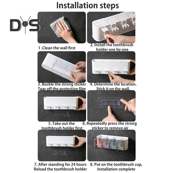 Toothbrush Holder Toothpaste Squeezer Set Simple Installation Wall Mounted Bathroom Toothbrush Holder with Storage Compartments