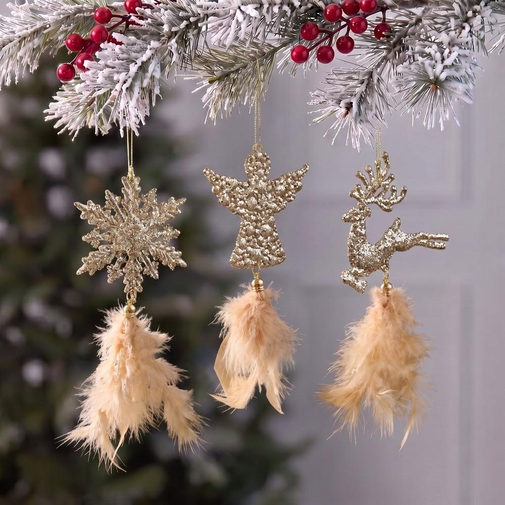 Plastic Christmas Tree Feather Pendant Wall Christmas Decoration Christmas Party Decor
