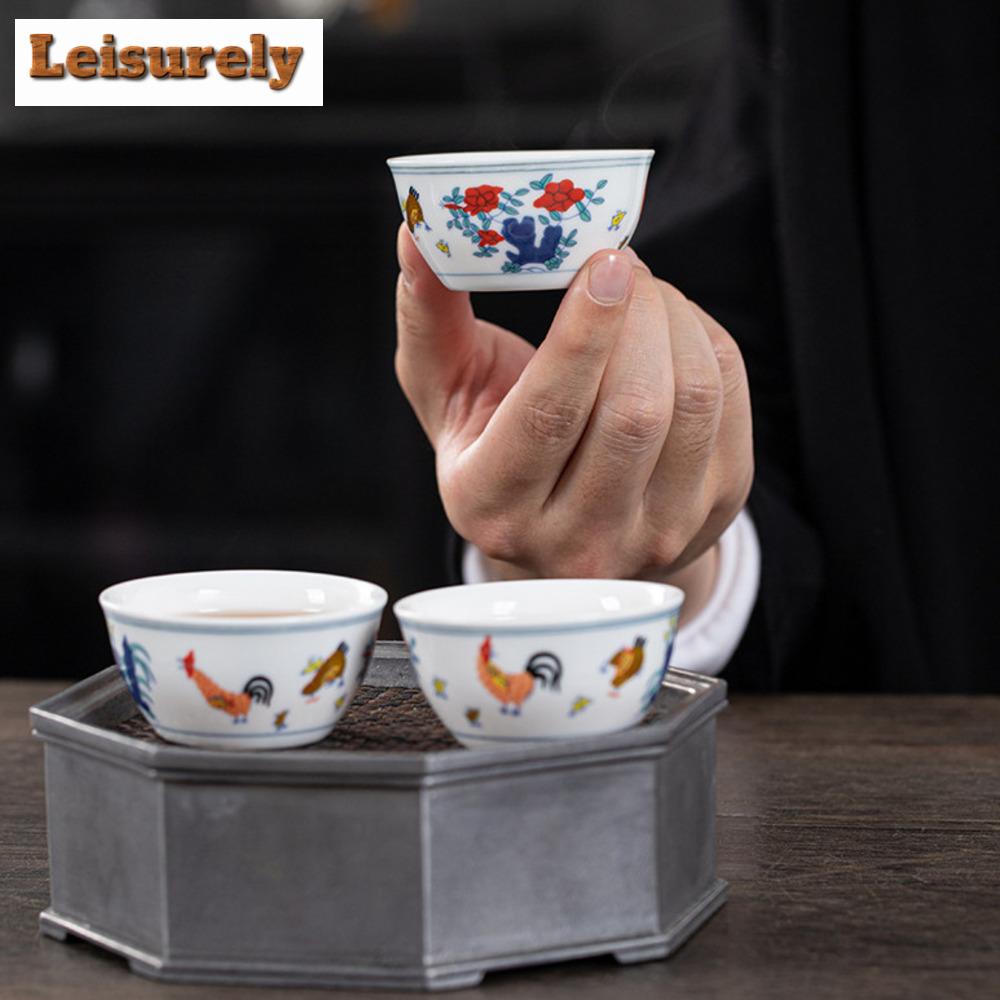 55/115ML Handgjord Kopp med Kopparkrona Kycklinggryta Personlig Meditationskopp Rese Te-skål Mästarkopp Kinesiska Te-set Tillbehör