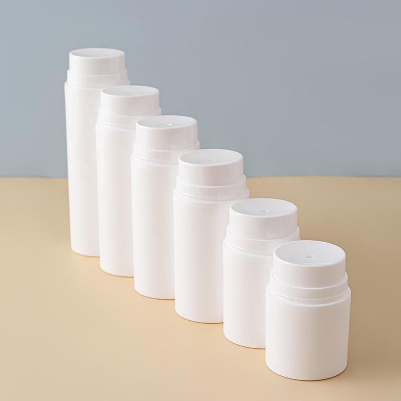 In Stock: Rotary Vacuum Lotion Bottle, 30-150ml PP Snap-On Cream Bottle for Cosmetic Refills and Travel