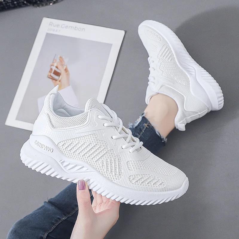 Women's Running Shoes Wild Breathable and Lightweight Single Net Shoes Women Fashion Trend Student Sneaker White Casual Shoes