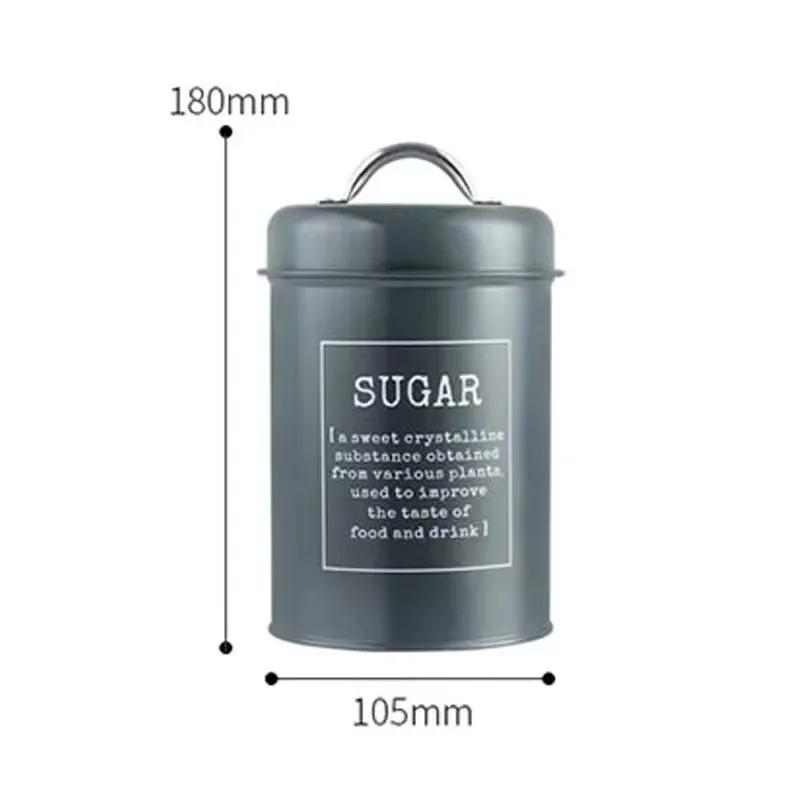 1.2L Storage Canister Jars for Tea Coffee Sugar, Vintage Metal Kitchen Food Storage Container Sealed Cookie Cans Kitchen Supply