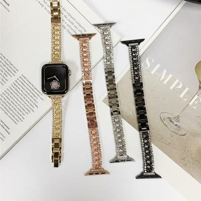 Luxury Diamond Band for Apple Watch Series Ultra 9 8 7 41 45mm Stainless Steel  Bracelet for IWatch 4 5 6 40 44mm 38 42mm Strap