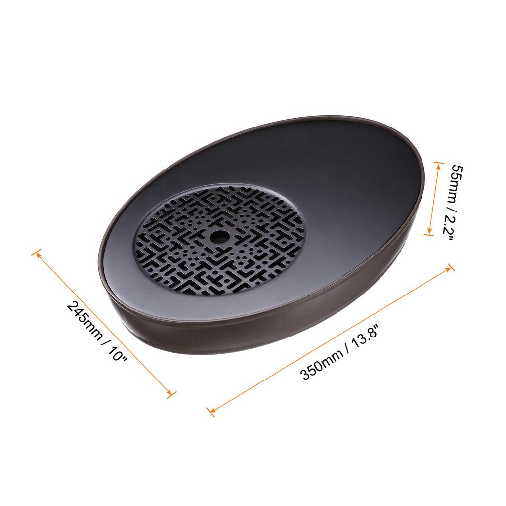 Uxcell Bamboo Chinese Kung Fu Tea Tray, 13.8" Oval Classic Tea Tray, Bamboo Table Furniture, Vintage Tea with Water Storage Box, Brown