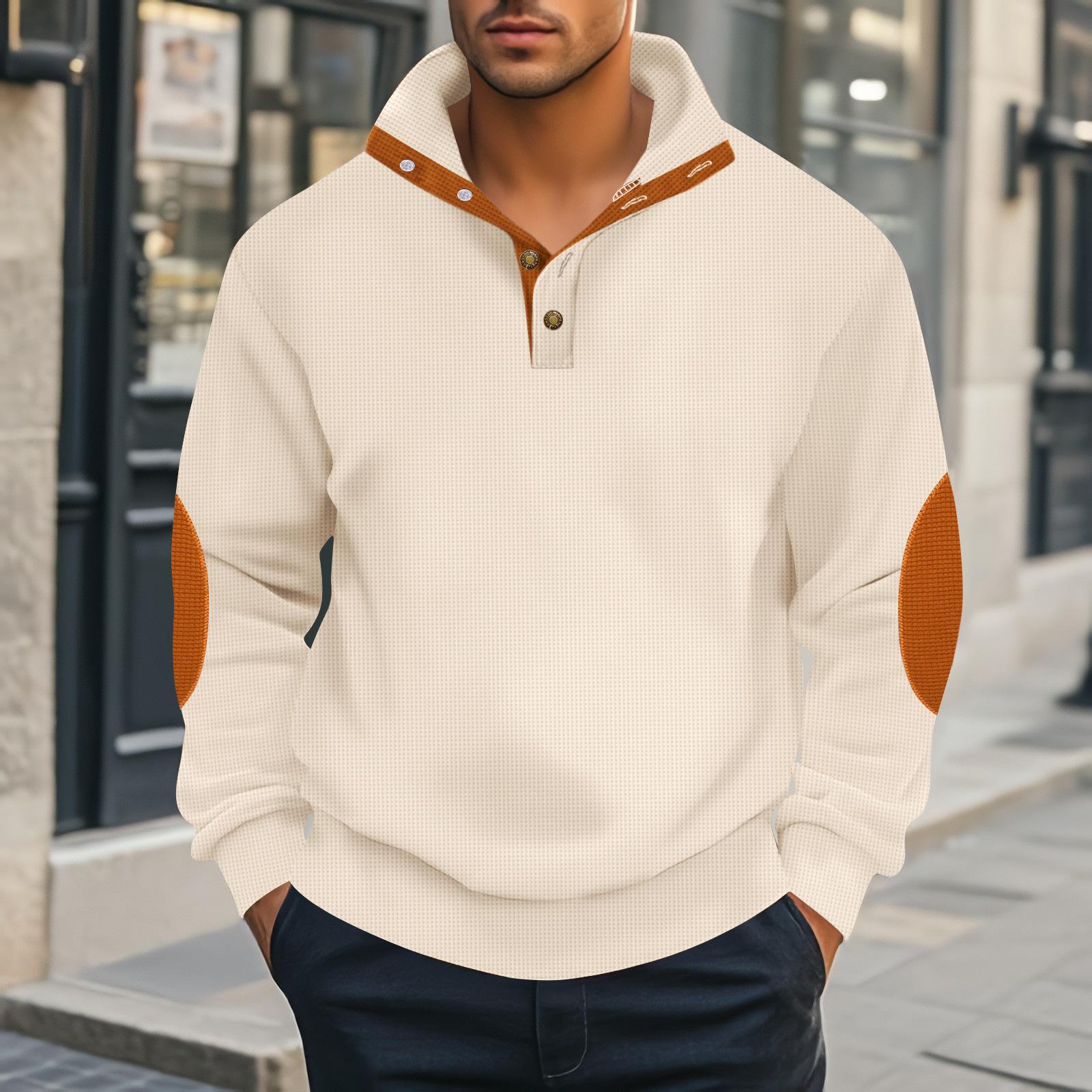 

2026 Autumn and Winter New Style Stand Collar Fashion Solid Color Casual Versatile Men s Pullover Sweatshirt Long Sleeve S хаки