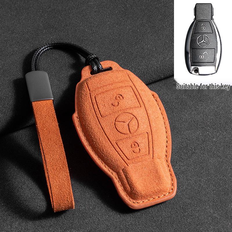 Mercedes Key Case with Alcantara, Compatible with E-Class, S-Class, C-Class, B-Class, GLC, GLB—Full Coverage Protection