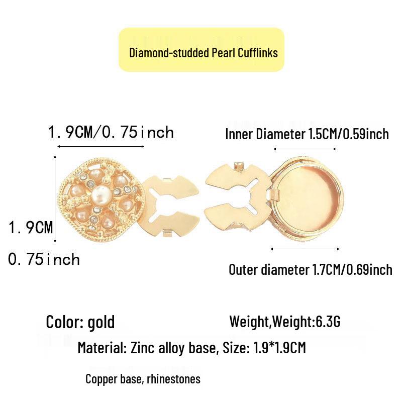 Exclusivas Abotoaduras de Pérola com Cravejamento de Diamantes: Acessórios Elegantes para Botões de Jaqueta e Camisa