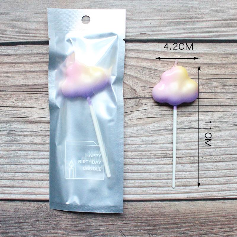 

Single Gradient Color Diamond Cloud Birthday Candle Cake Decoration Party Supplies Creative Colorful Candle Gradual change yellow pink purple cloud candle