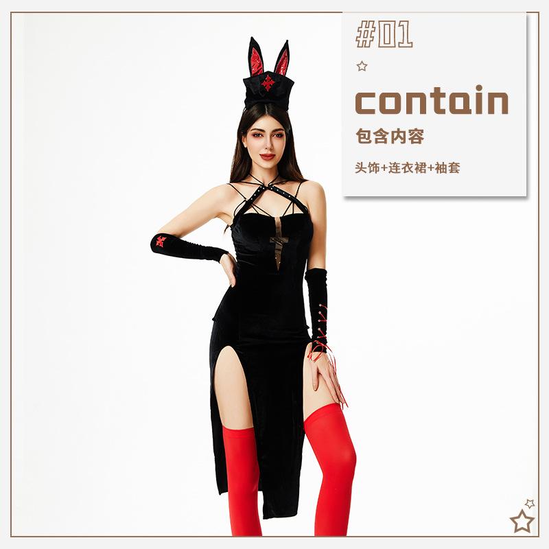 Halloweenský kostým Sestra Kostým Kříž Zajíček Zajíček Kostým Sexy Kočka Šaty Uniforma Pokušení