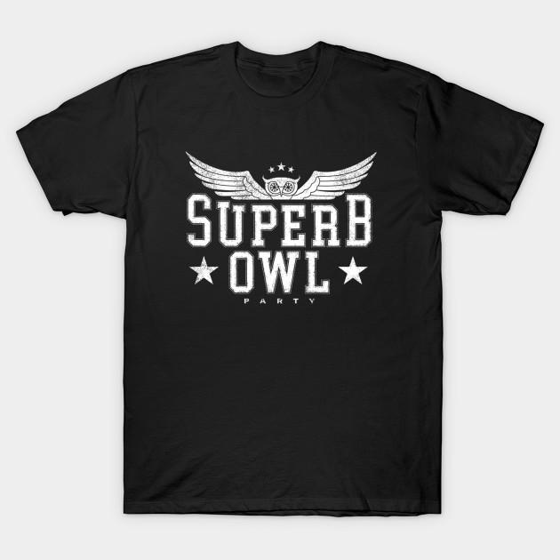 Men Black Print T-shirt White Logo Superb Owl Party No-Cut Transfer Paper Print Cotton Tshirt 2XL чёрный