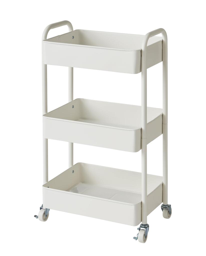 Pearl Metal Storage Rack Rolling Cart/Wagon, 3-Tier, with Casters, Steel, 30kg Weight Capacity, White, N-8000