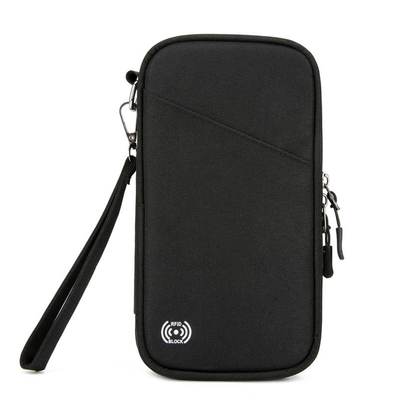 

Многофункциональная сумка для карт, клатч, дорожный паспорт, держатель для билетов, защита от кражи, документы для мужчин и женщин, сумка для хранения 2. чёрный