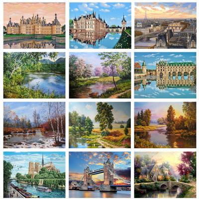 5D DIY w pełni z okrągłych obrazów diamentowych zestaw krajobrazowy haft krzyżykowy haft mozaikowy