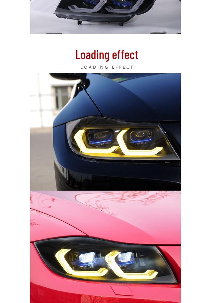 LED Projector Headlight Assembly with Bi-color DRL & Turn Signals for 05-12 BMW 3 Series E90