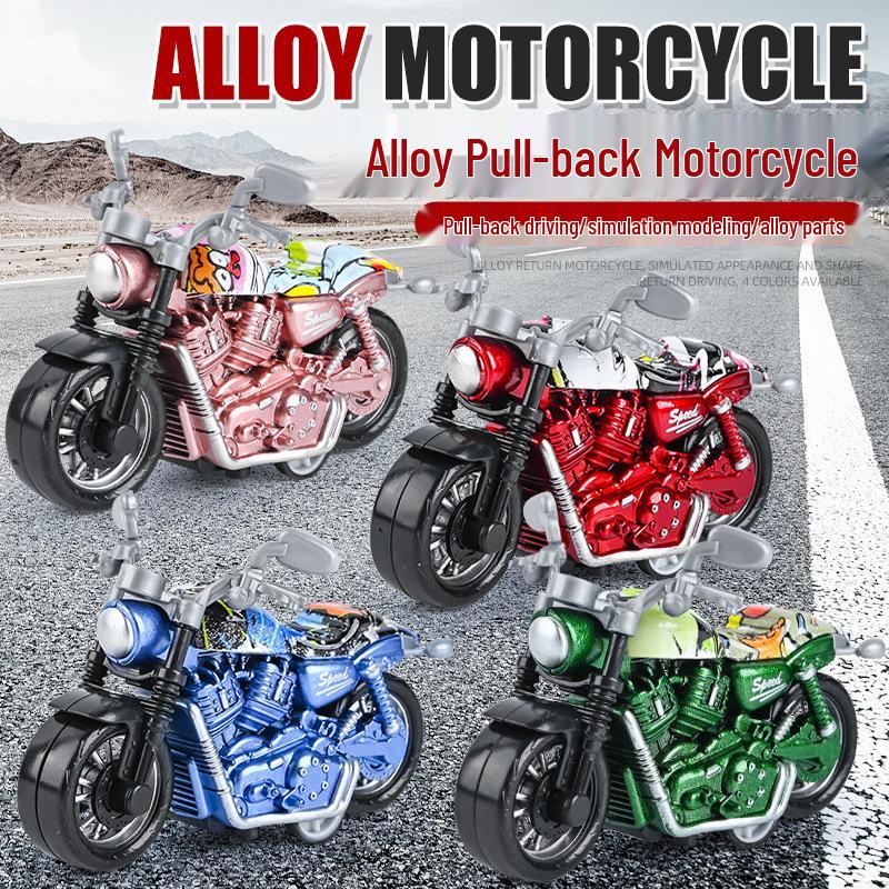 Children's TikTok Influencer Pull-Back Toy: Boys' Motorcycle & Car Alloy Model