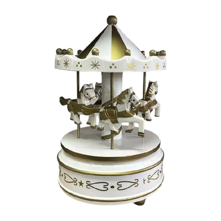 Hand Cranked Christmas Musical Carousels Box Ornament Wind Up Mechanism Music Box Ideal Gift Holiday Festives Decoration