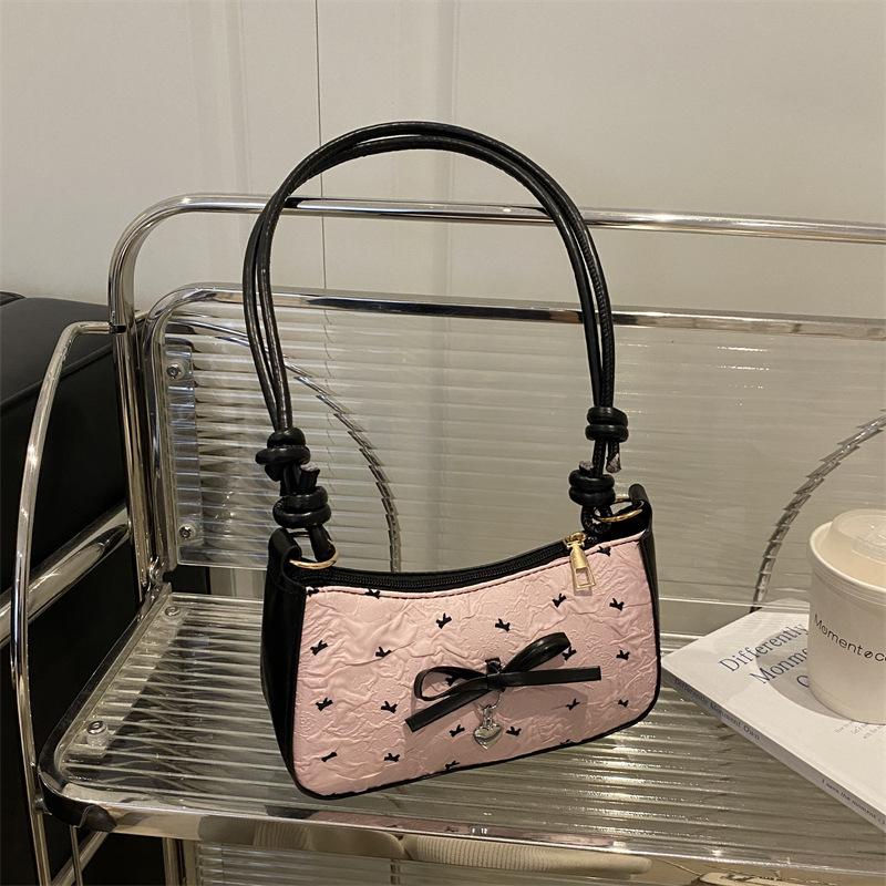 Niche Design Bow Underarm Bag Women's 2025 New Handbag Fashion Shoulder Messenger Bag Sweet Baguette Bag
