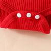 2025 Ribbed Strawberry Bear Romper - Triangle Sleeves & Faux Straps