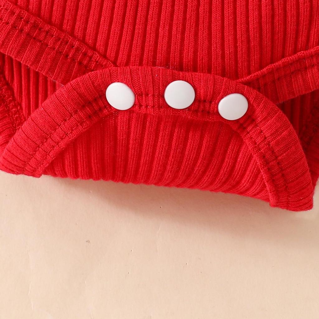 2025 Ribbed Strawberry Bear Romper - Triangle Sleeves & Faux Straps