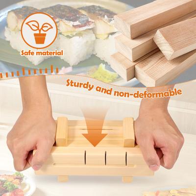 Wooden Sushi Press Mold with Groove/without Groove Design Rectangular Oshizushi Mold Box Kitchen Sushi Rice Roll Mold Bento Mold