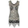 1920er Gatsby Perlenquastenkleid, Übergröße S-4XL - Damen Retro Formelles Pailletten Performance Kostüm.