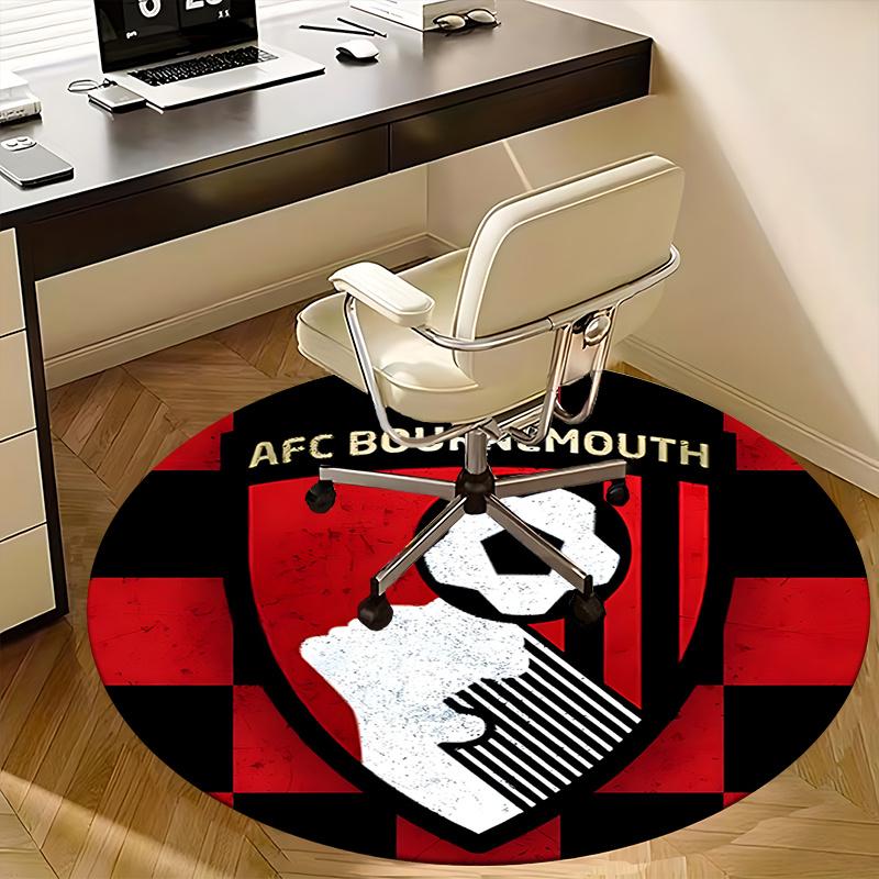 AFC Bournemouth, Fußball-Abzeichen Stuhlmatte Runde Teppichboden Büroteppich, Rutschfest, Geeignet für Wohnzimmer, Schlafzimmer Dekor1205050a