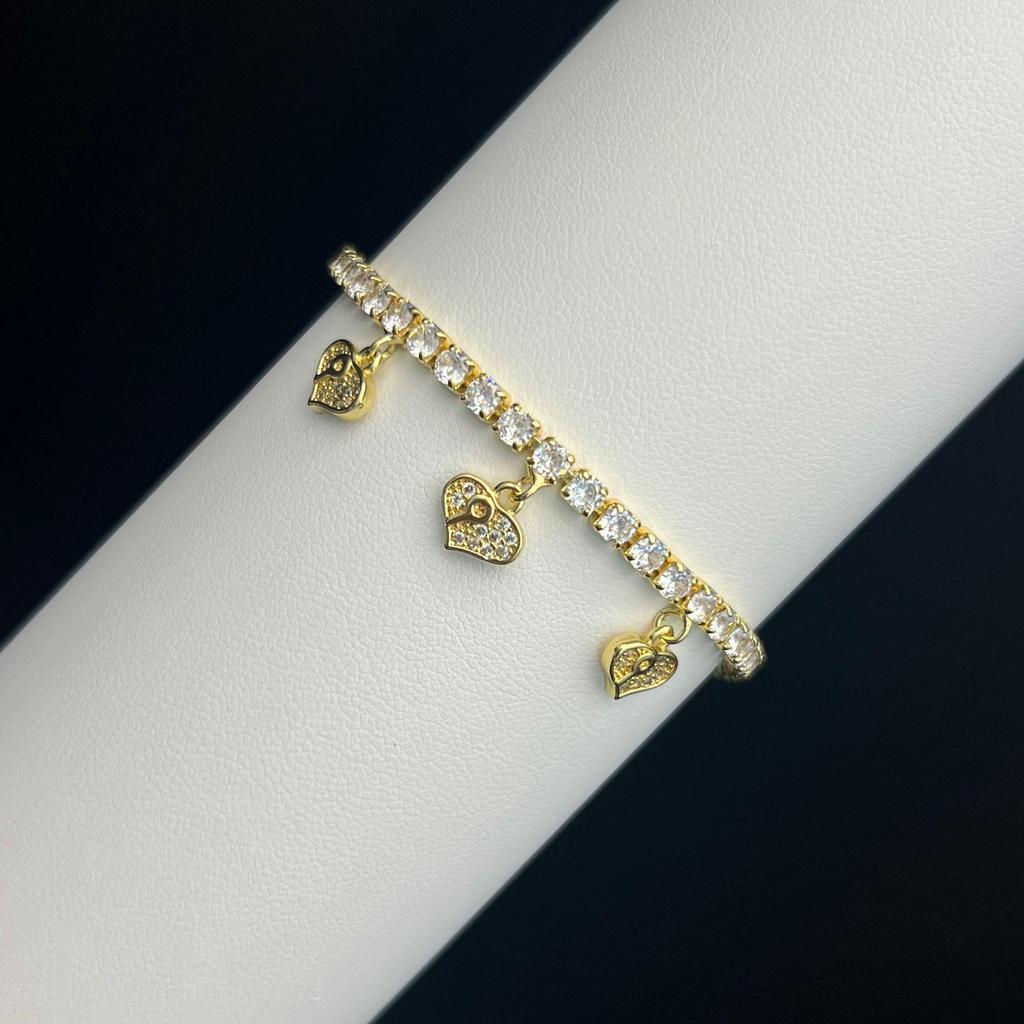 Full Diamond Cherry Zircon Bracelet Heart Crown Pendant - European & American Luxury Fashion