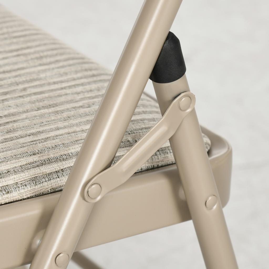 Set of 6 Folding Chairs, Portable Office Chairs, Steel Legs, Folding Chair for Office, Reception, Waiting Room, Linen Look Beige