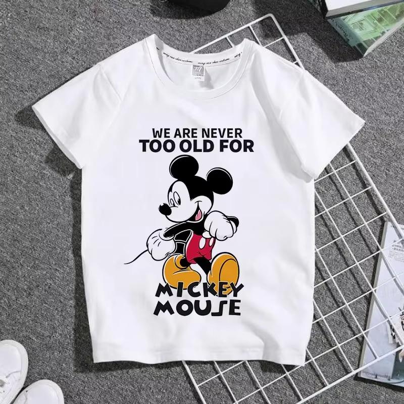 Cartoon Cute Mickey Summer Childrens Cotton Tshirt Y2K Harajuku Casual Tshirt Top Street Fashion Unisex Women Clothing
